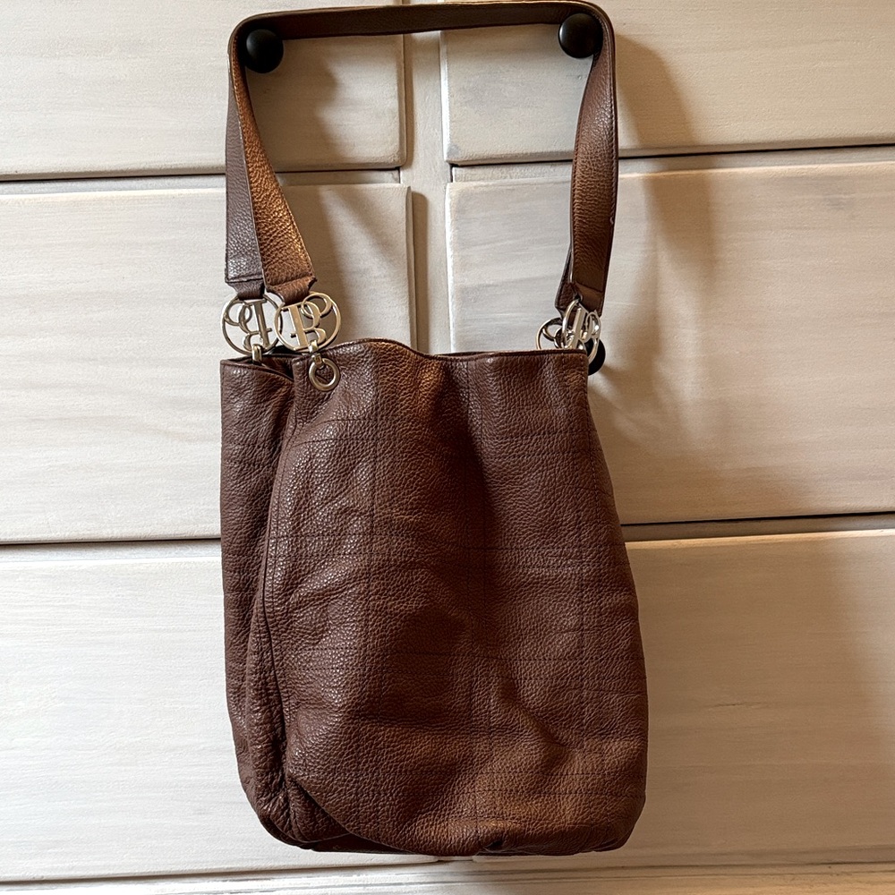 Bolzano Brown Leather Bucket Shoulder Bag EUC